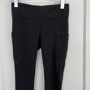 Lululemon mid rise running tights/leggings with pockets - black - size 6